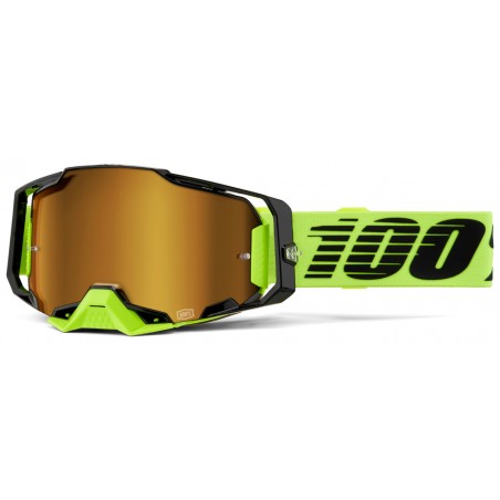 Masque 100% ARMEGA Jaune Fluo Ecran Mirror Gold